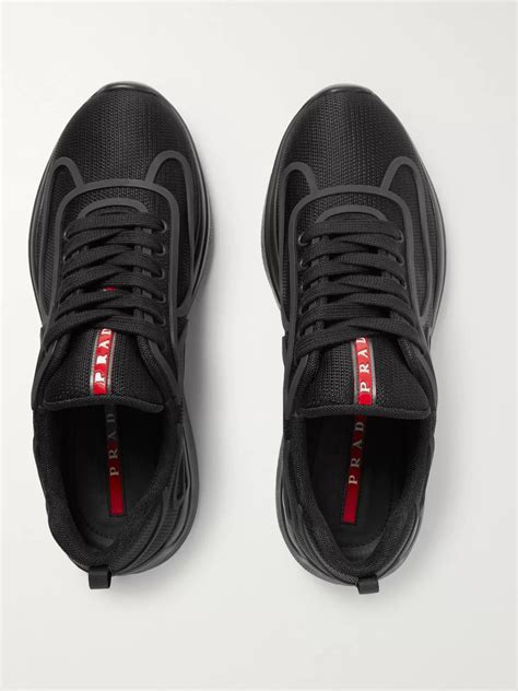 prada america's cup low top black mesh.